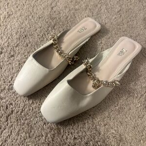 Zara White Chain Mules